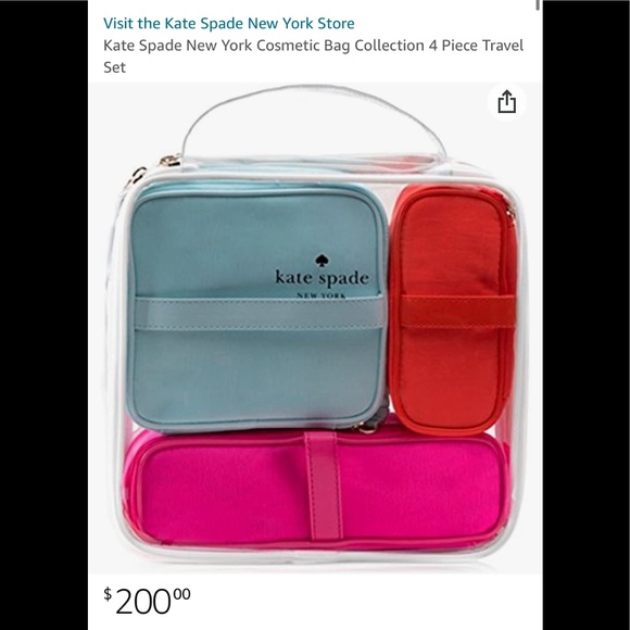 4p Kate Spade Cosmetic Case Makeup Bag Set 🤍💙💖🧡 - Picture 6 of 12